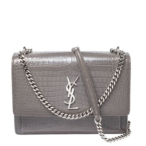 ysl gray sunset bag|medium sunset leather shoulder bag.